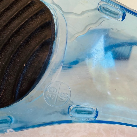 Vintage 90s Y2K Flower Blue Plastic Sandals RARE - Picture 7 of 10